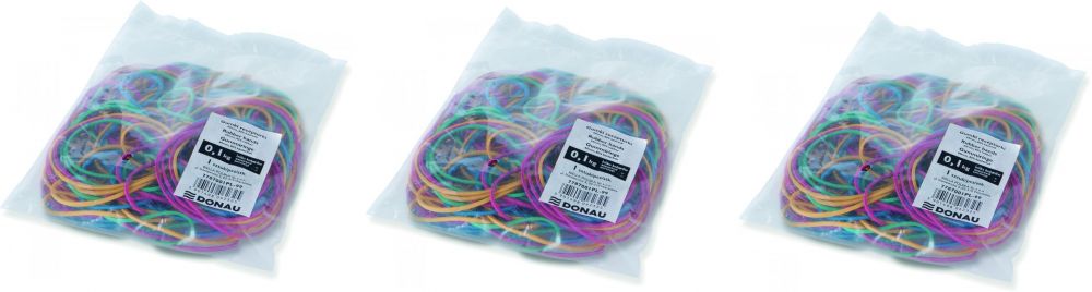 3x Gumki recepturki Donau, 60mm, 0.1kg, mix kolorów