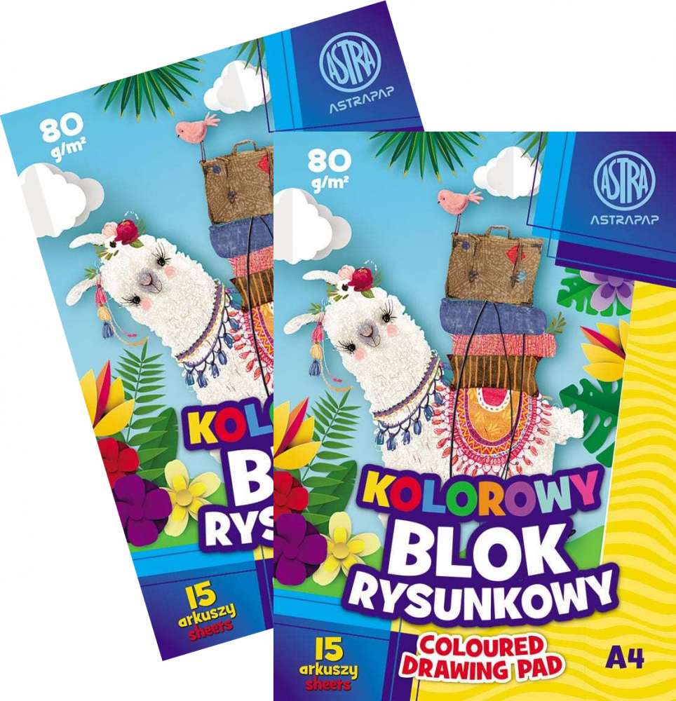 2x Blok rysunkowy Astrapap, A4, 15 kartek, kolorowy, barwiony w masie