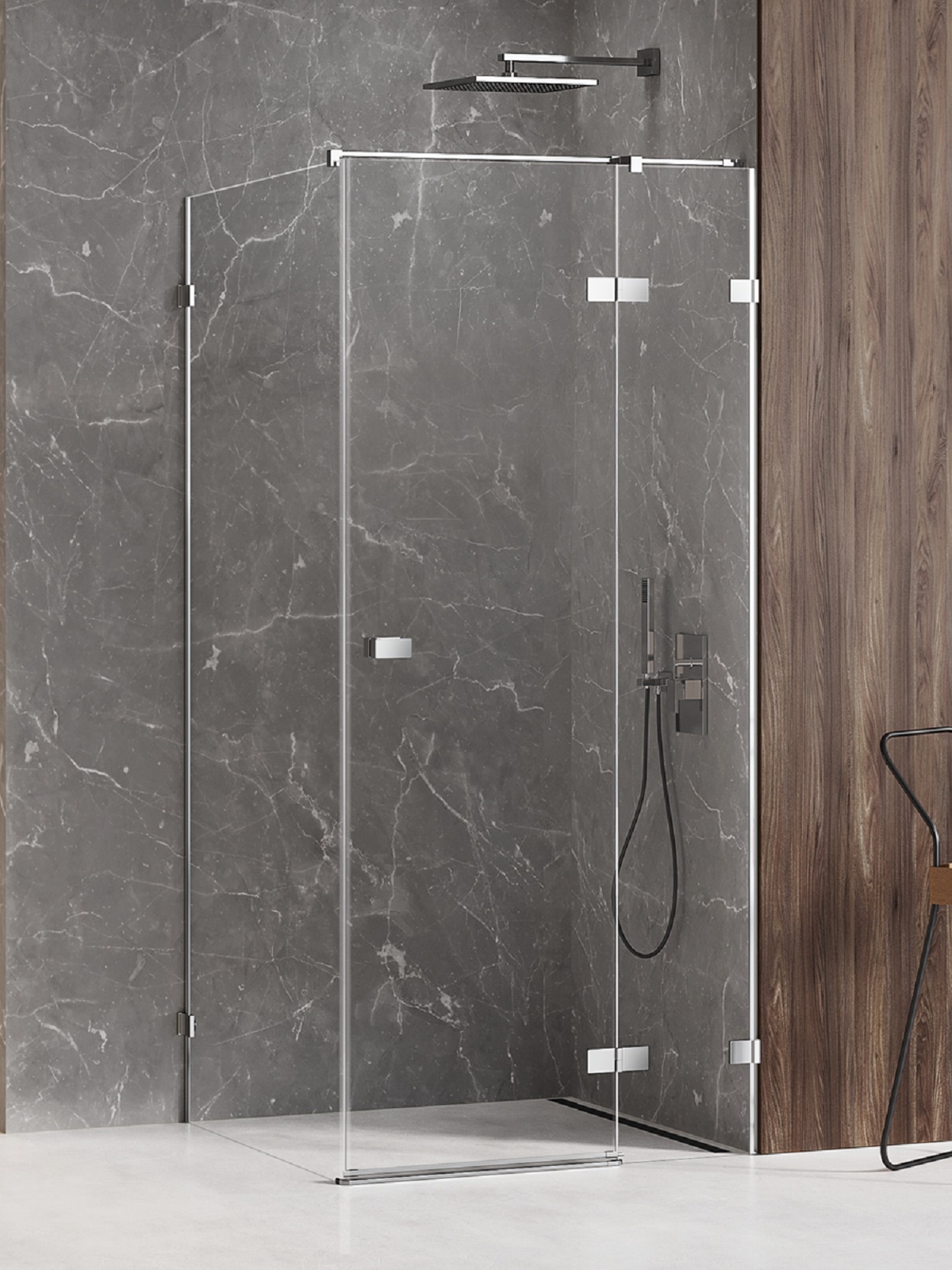 New Trendy Avexa kabina prysznicowa 80x80 cm kwadratowa prawa chrom połysk/szkło przezroczyste EXK-1456