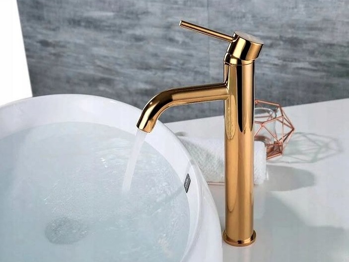 Rea Lungo Gold bateria umywalkowa stojąca wysoka jasnozłoty REA-B9409 - Wysyłka w 24h