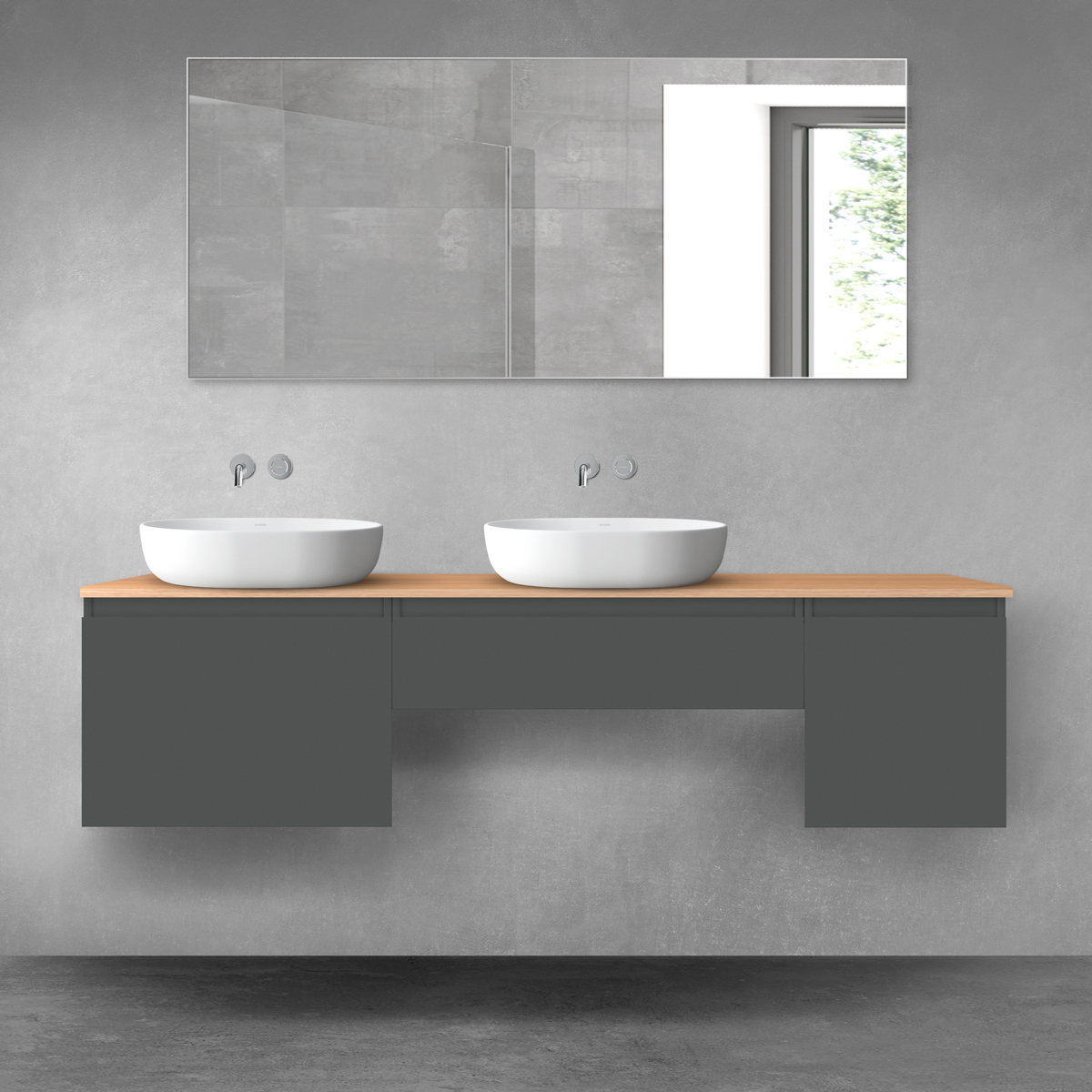 Oltens Vernal zestaw mebli łazienkowych 180 cm z blatem grafit mat/dąb 68527400 - Wysyłka w 24h