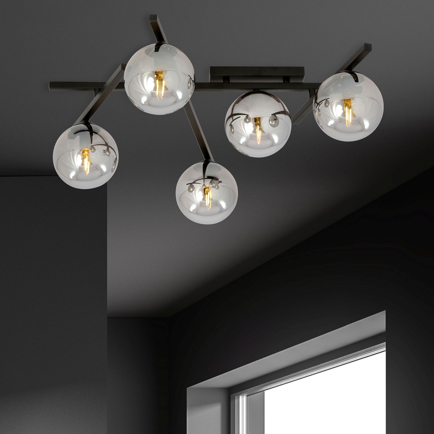 Emibig Smart lampa podsufitowa 5x10 W czarna-grafitowa 1104/5