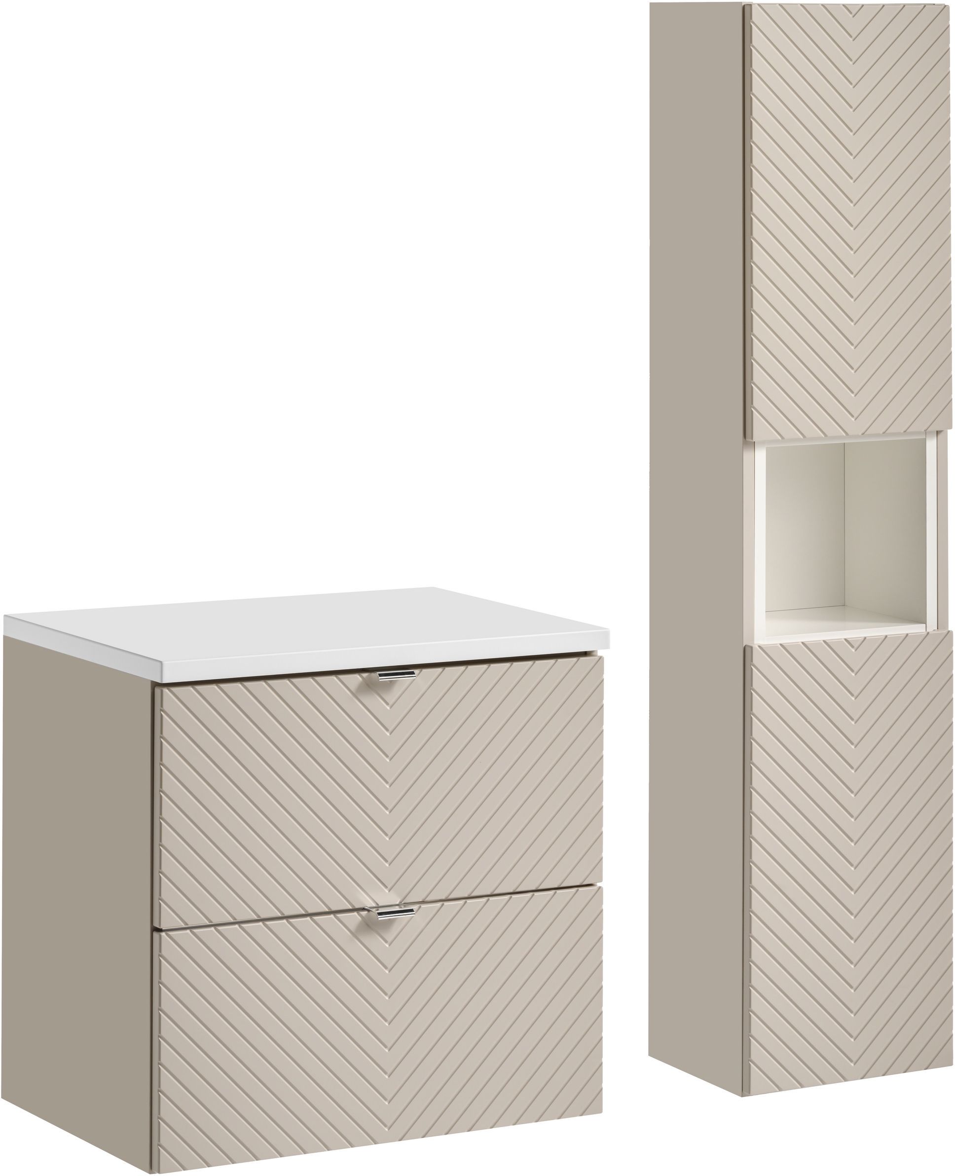 Zestaw Comad Viva Cashmere szafka 60x39x57 cm podumywalkowa wisząca kaszmir z blatem białym i szafką boczną SET-VIC B WHITE 60CM S HC