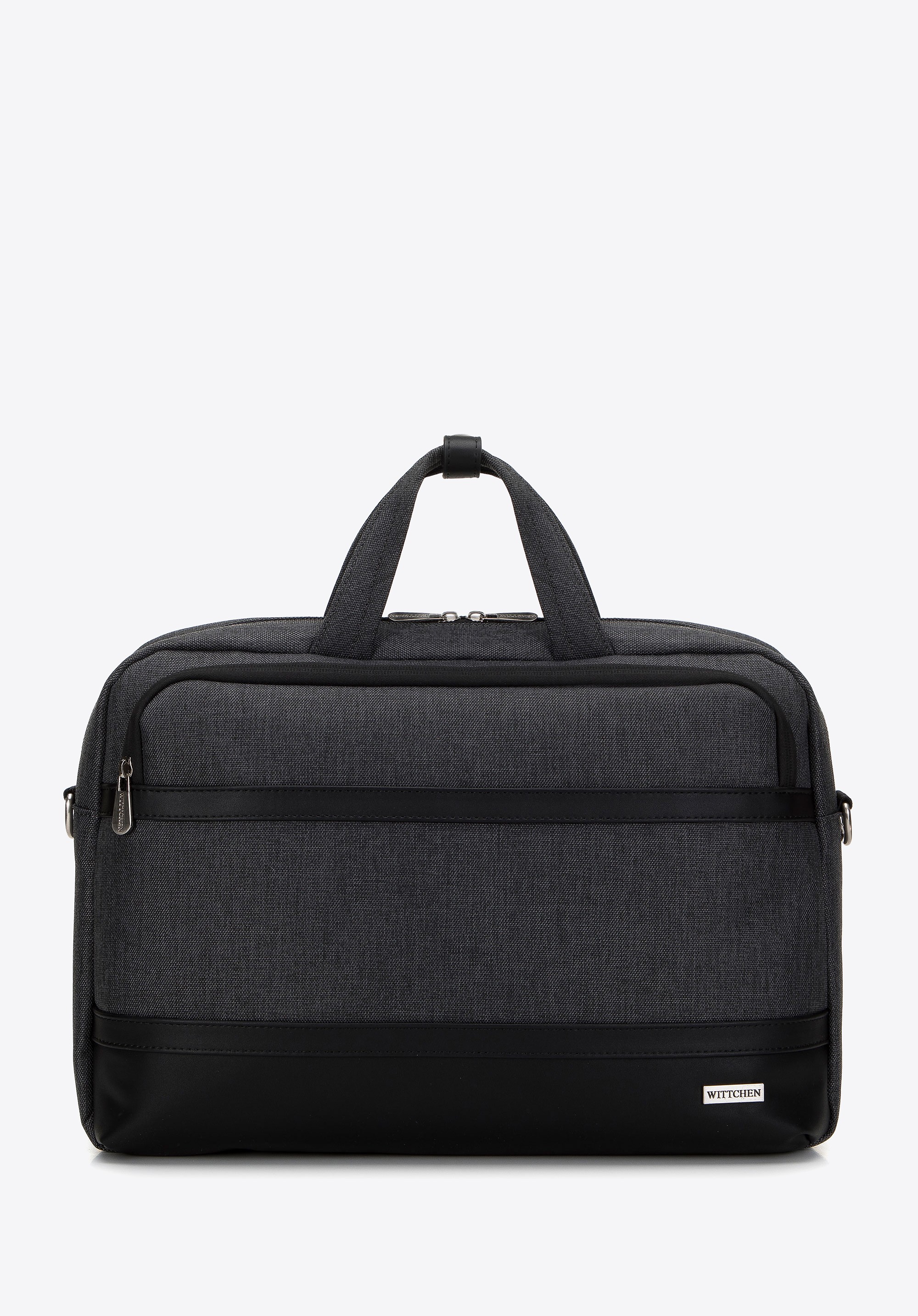 Męska torba na laptopa 15,6” z lamówką z ekoskóry czarna