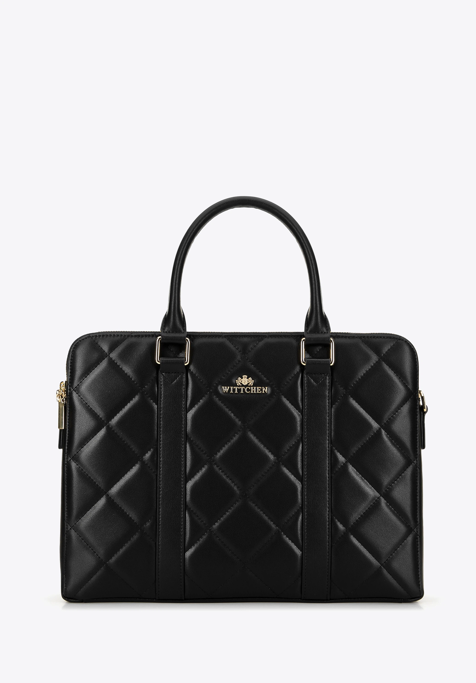 Damska torba na laptopa 15,6'' skórzana czarno - złota