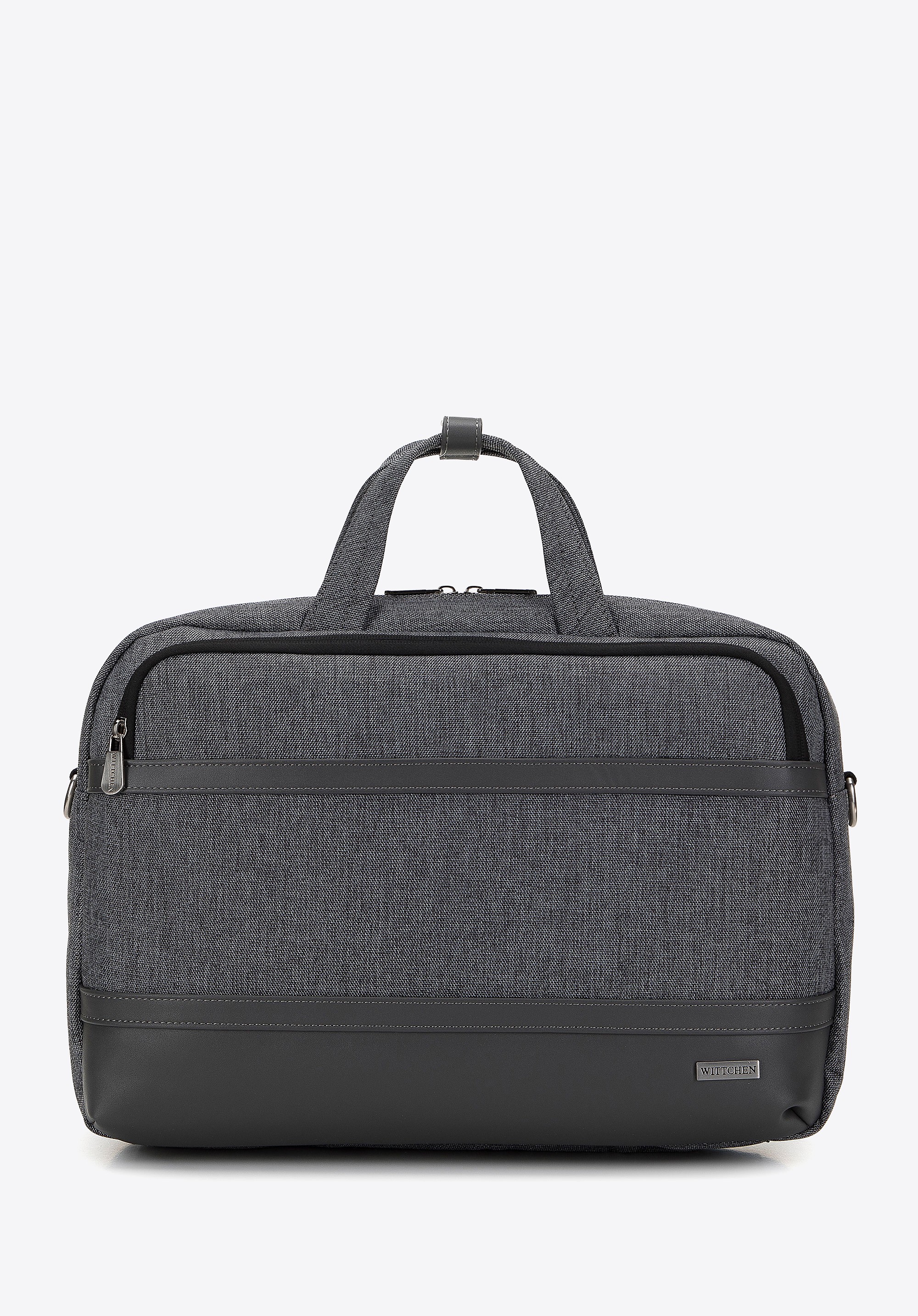 Męska torba na laptopa 15,6” z lamówką z ekoskóry szara