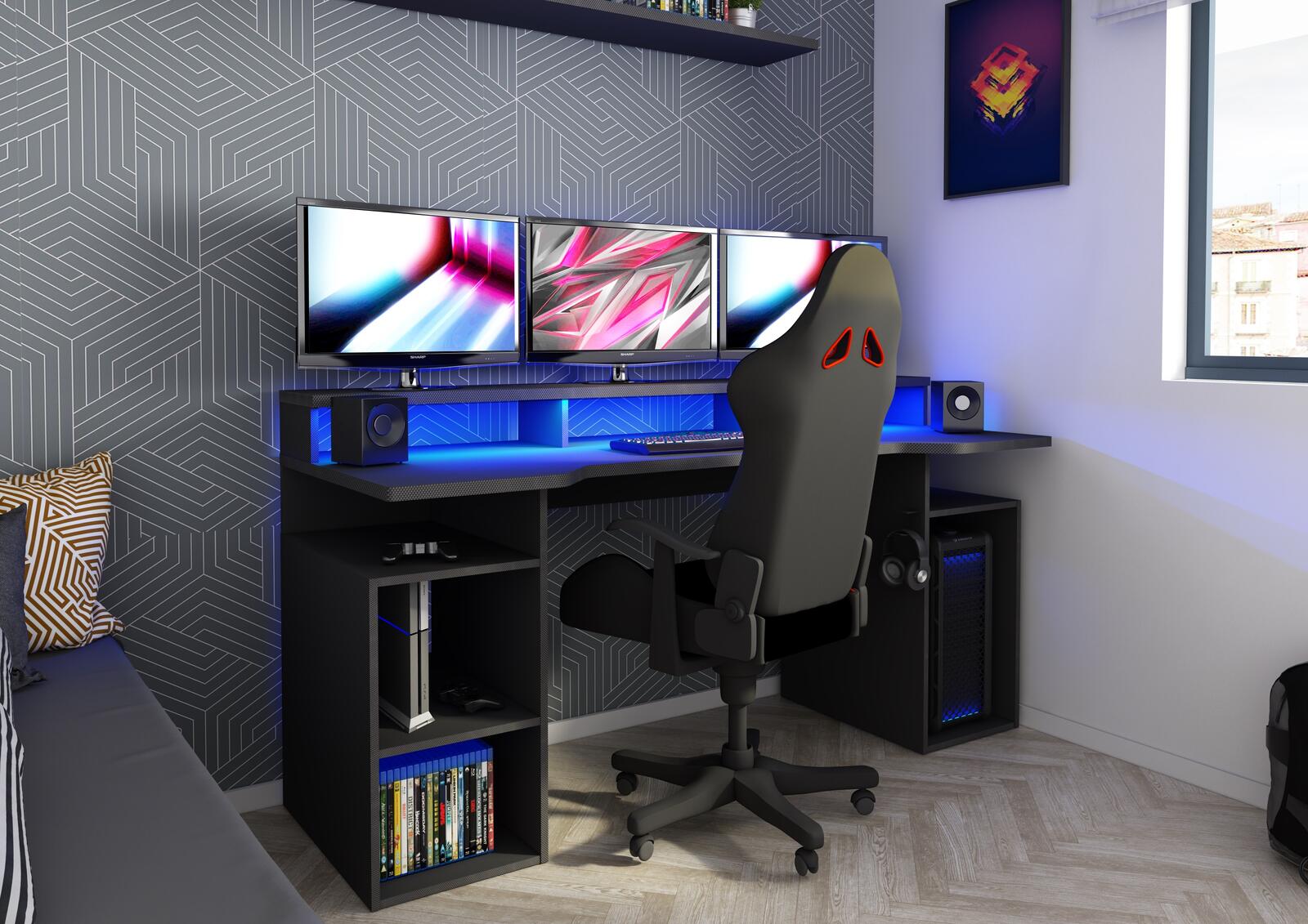Gamingowe biurko komputerowe z LED oświetleniem D-Game