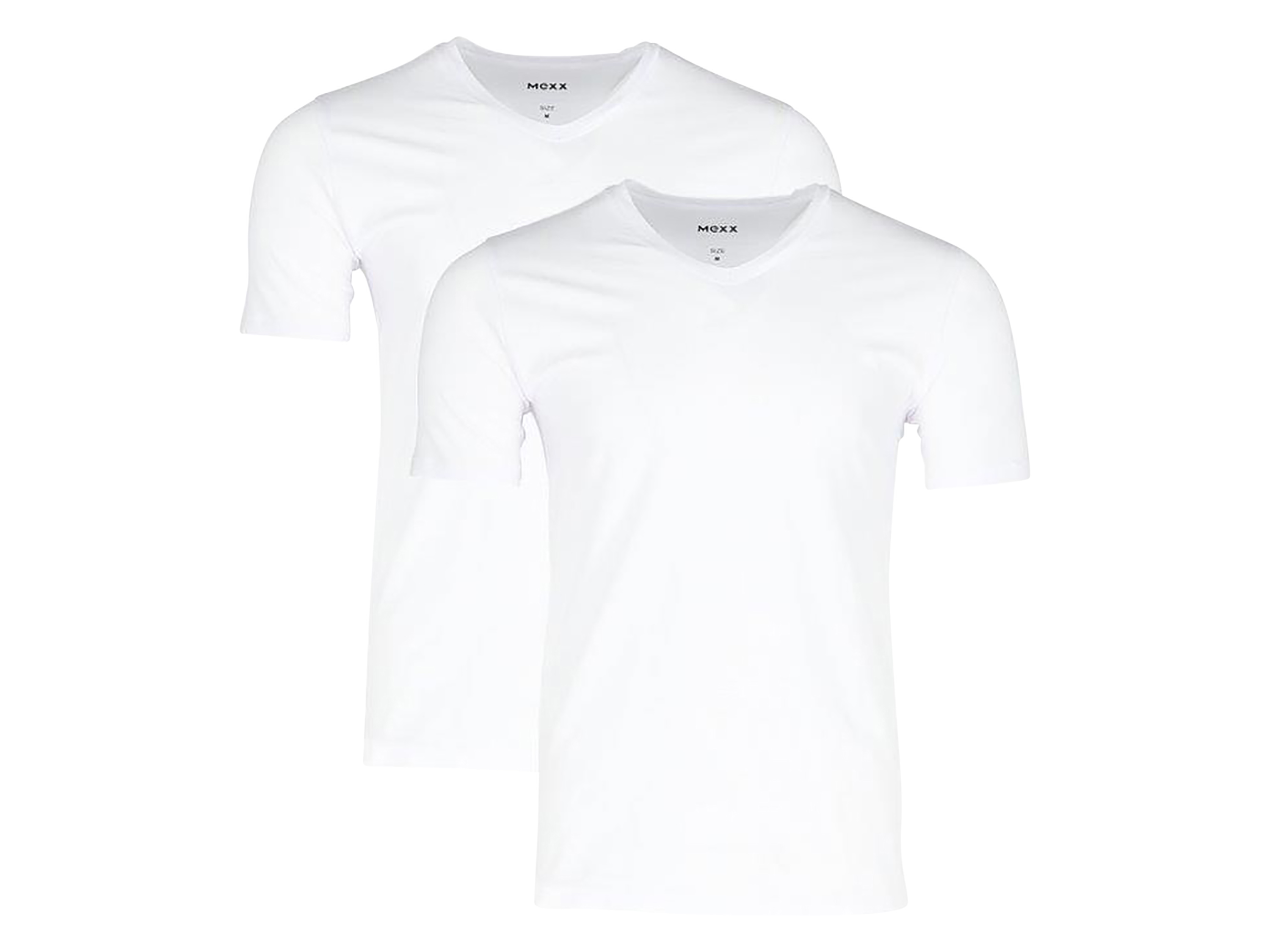 Mexx T-shirty męskie z bawełną, 2 sztuki Dekolt w kształcie litery V, Biały, L