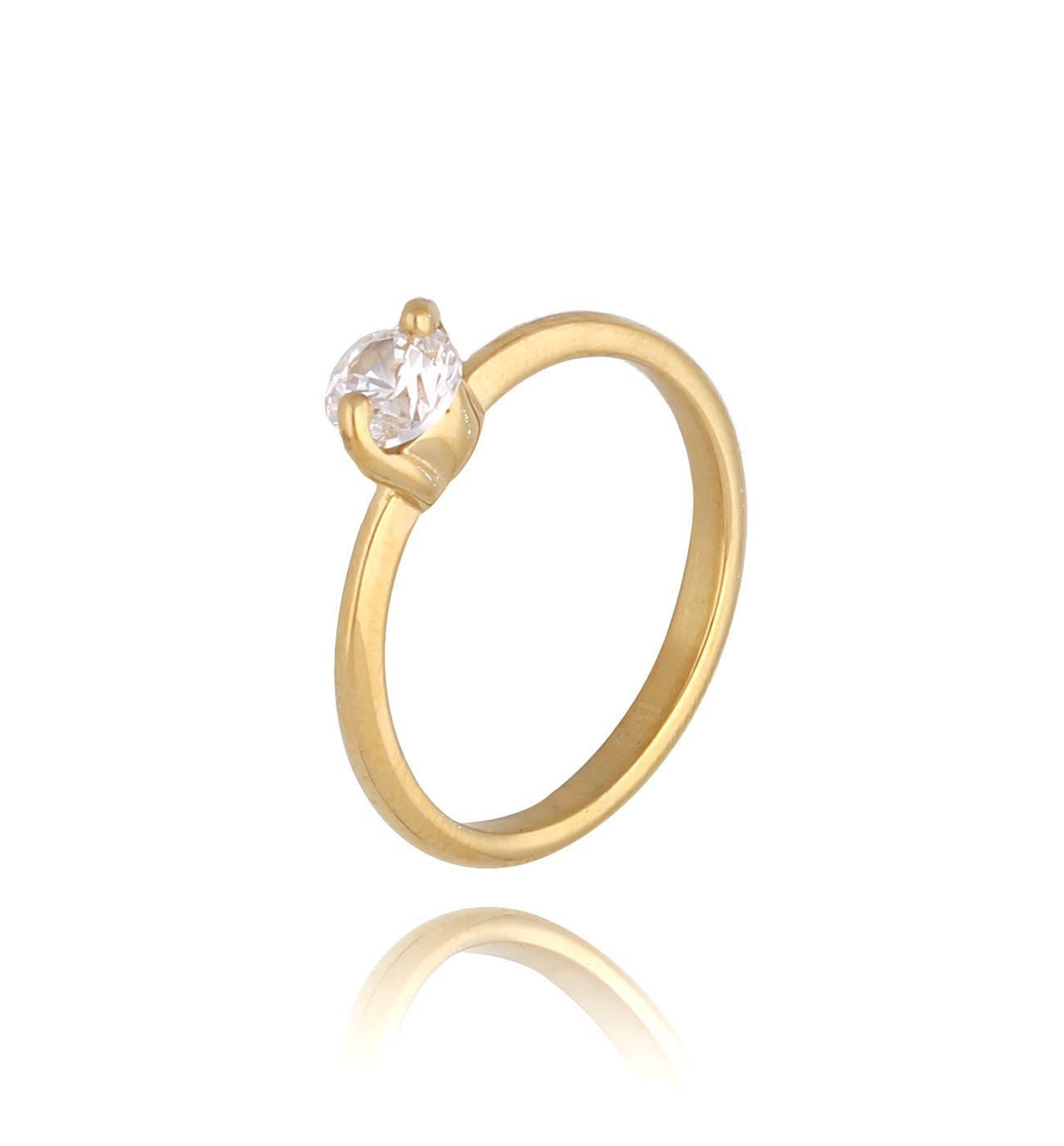 Pierścionek pozłacany ze stali szlachetnej Diamond PSA0229