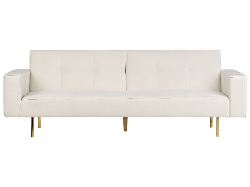 Sofa rozkładana Visnes Welur Złamana biel dla 3 osób 1 szt.