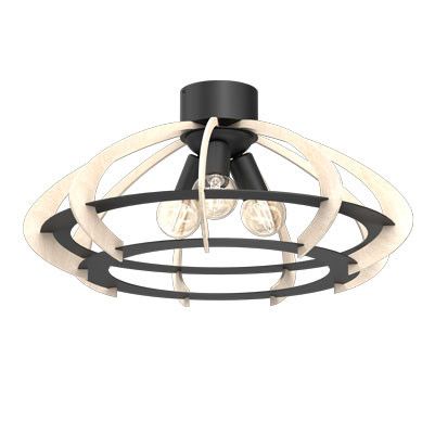 Lampa sufitowa wisząca Luminex Orebo czarny mat-jasne drewno wym: 30 x 58 x 58 cm 3xE27 x 15W 1 szt.