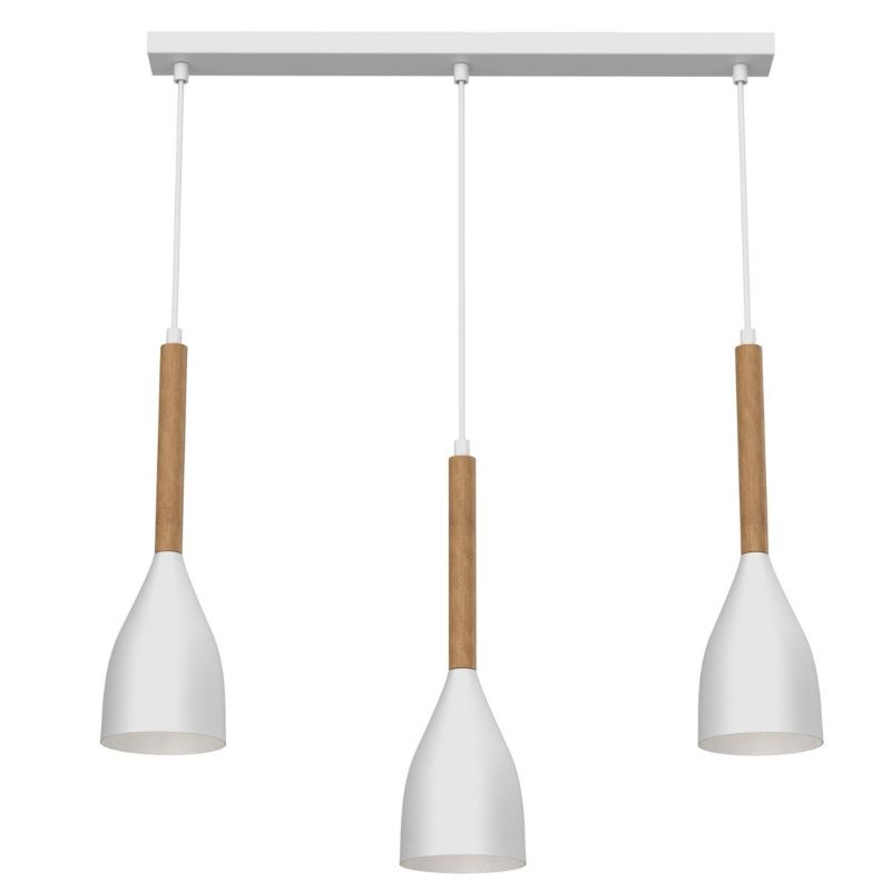 Lampa wisząca Luminex Muza New biały matowa-jasne drewno wym: 110 x 56 x 11 cm 3xE27 x 15W 1 szt.