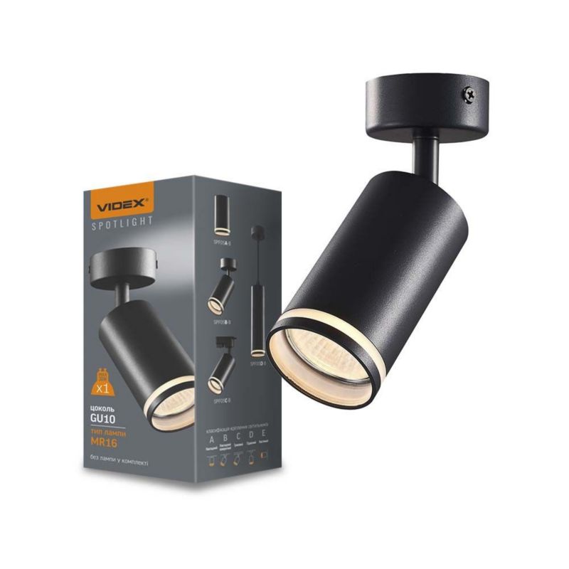 Oprawa sufitowa spot Videx Martin czarny 1 x GU10 x IP20 wym: 16 x 5,5 x 5,5 cm - 1 szt.