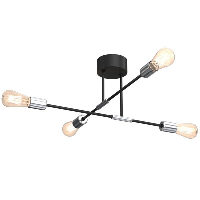 Lampa sufitowa wisząca Luminex Flame czarny mat-chromowana wym: 27 x 65 x 65 cm 4xE27 x 15W 1 szt.