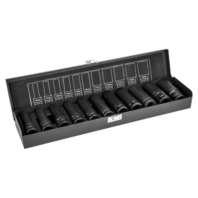 Nasadki udarowe NEO TOOLS 1/2", 10-24 mm, zestaw 11 szt. 1 kpl