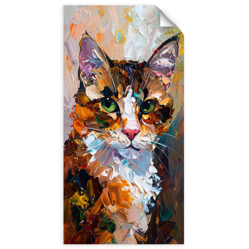 Plakaty samoprzylepne do salonu sypialni Feeby Abstrakcja Kolorowy Kot 60x120cm 1szt