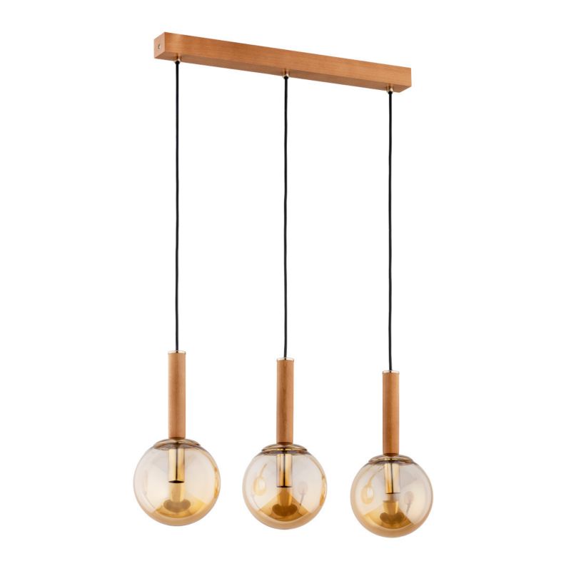 Lampa wisząca Alfa Tori 3125 jasne drewno-bursztynowy-złota nad stół 3xE14 x 10W 1 szt.
