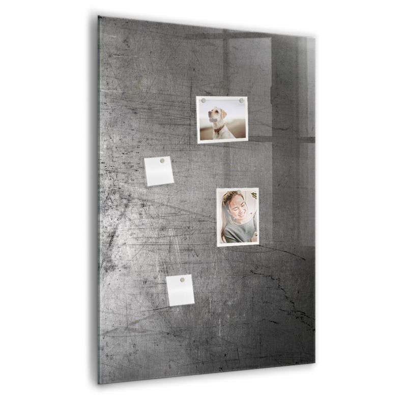 Szklana tablica magnetyczna Wallfluent 70x100 cm Porysowany metal Biały marker 1 szt.