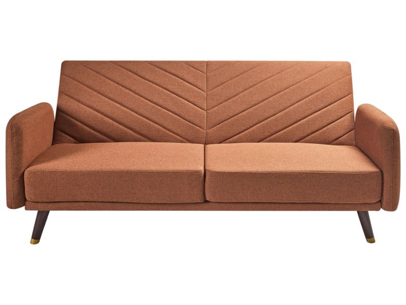 Sofa rozkładana Senja Pomarańczowy Len syntetyczny 1 szt.
