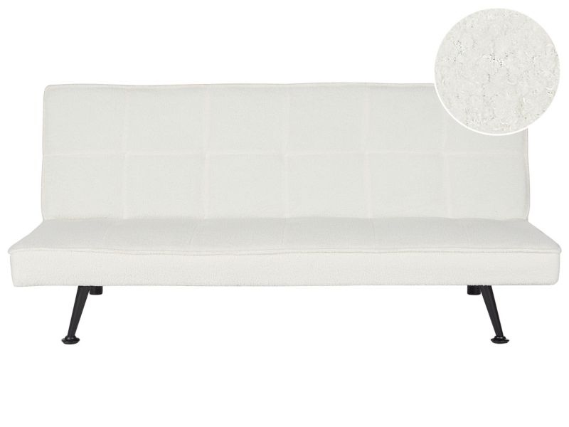 Sofa rozkładana Hasle Boucle Biały dla 3 osób 1 szt.