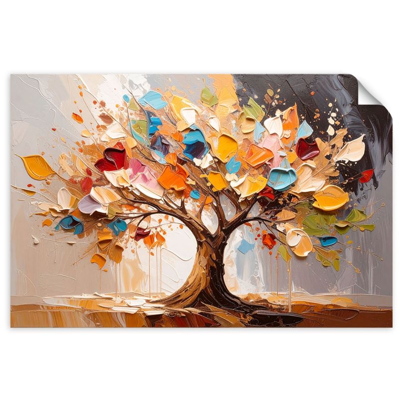 Naklejka samoprzylepna Feeby 3D Kolorowe Drzewo Życia imitacja farby 130x90cm 1szt