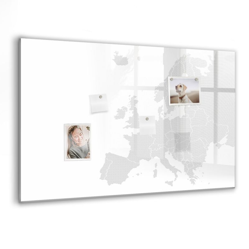 Szklana tablica magnetyczna Wallfluent 90x60 cm Mapa europy Czarny marker 1 szt.