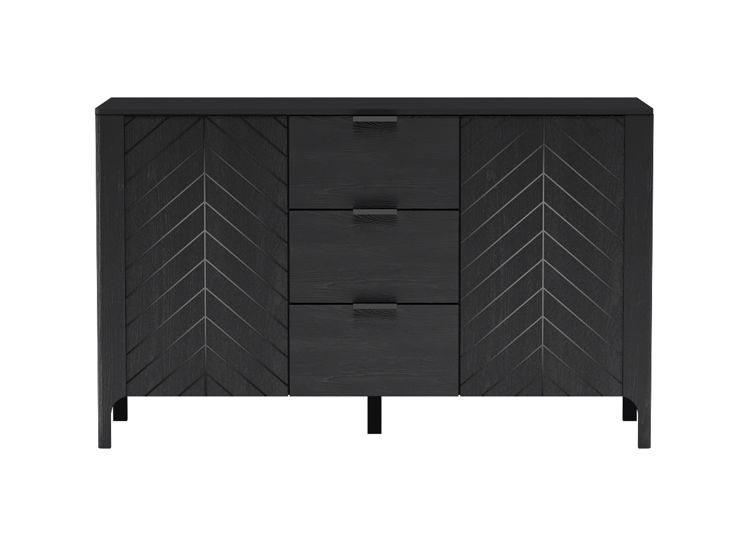 Komoda Furnidea 153 cm czarna jodełka z szufladami i drzwiami PUSH TO OPEN MALUBA 1 szt.