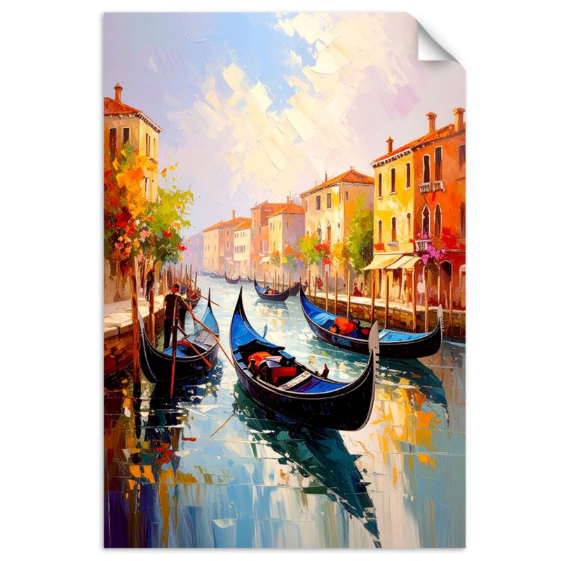 Naklejka na ścianę do salonu sypialni Feeby Wenecja Miasto Gondole Włochy 90x130cm 1szt