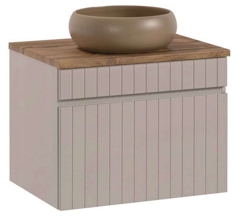 Szafka łazienkowa Furnidea 60 cm z blatem kaszmir dąb Evoke Iconic Cashmere 1 szt.
