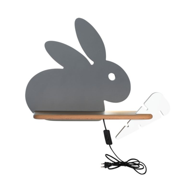 Kinkiet ścienny Candellux Rabit szaro-biały-jasne drewno LED 4W 4000K 200lm IP20 wym: 31 x 37 x 12 cm - 1 szt.