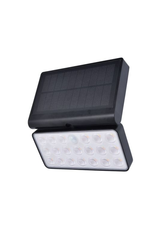 Kinkiet solarny Lutec Tuda czarny LED 8.5W 2600K-6000K 1000lm IP44 wym: 18,2 x 18 x 11,1 cm tworzywo sztuczne - 1 szt.
