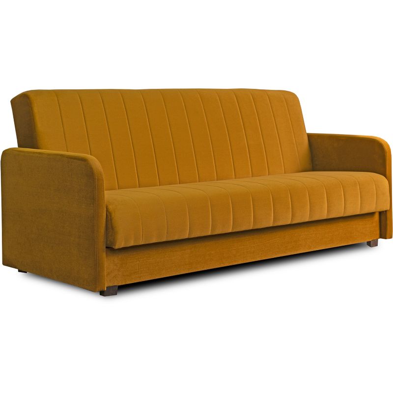 Sofa Porto Mebel Elite Rozkładana z Funkcją Spania i Pojemnikiem Musztardowa 1 szt