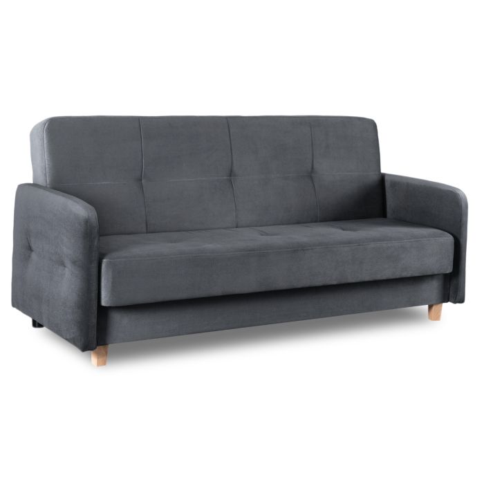 Sofa Cuba Mebel Elite Rozkładana z Funkcją Spania i Pojemnikiem Szara 1 szt