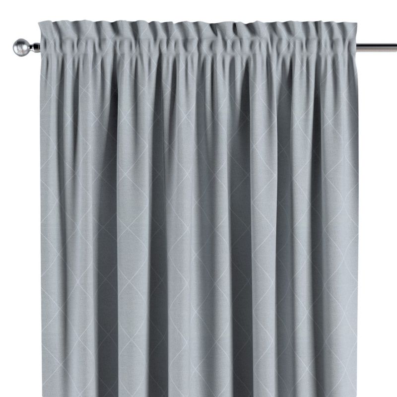 Zasłona na kanale z grzywką 1 szt. 130 x 245 cm Dekoria szaro-srebrne romby 1 szt.