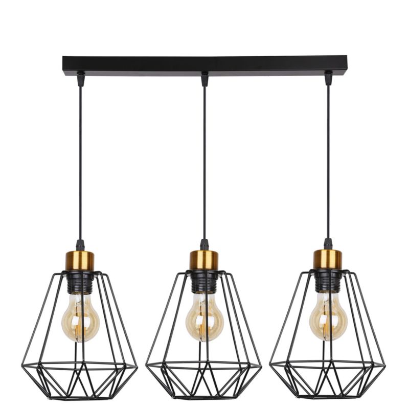 Lampa sufitowa Candellux Primo czarno-złota wym: 100 x 69 x 19 cm 3xE27 x 60W 1 szt.