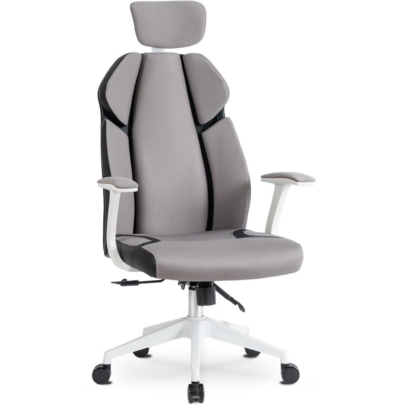 Krzesło DUNCAN Mebel Elite Fotel Ergonomiczny Obrotowy Szary Biały 1 szt