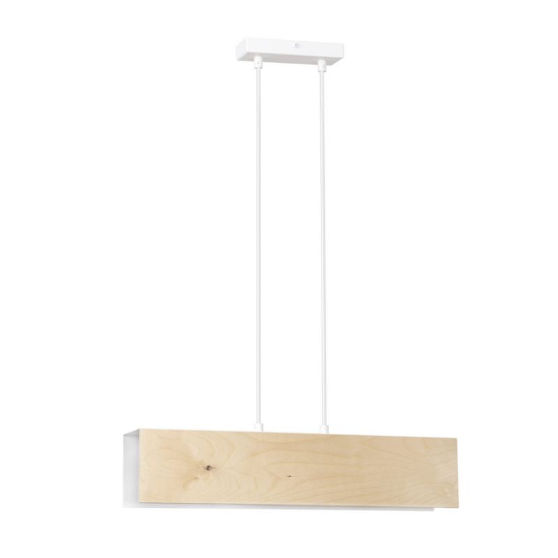 Lampa sufitowa Emibig Carlo biała jasne drewno wym: 100 x 48 cm 2xE27 x 15W 1 szt.