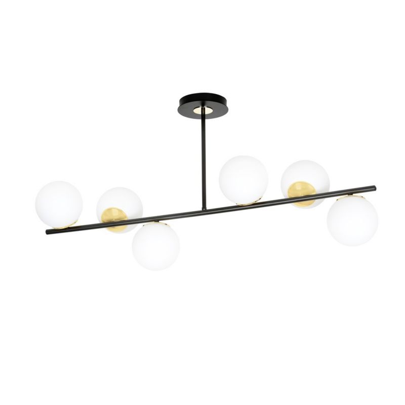 Lampa sufitowa Emibig Floki czarno-złota-biała wym: 51 x 100 x 20 cm 6xE14 x 40W 1 szt.