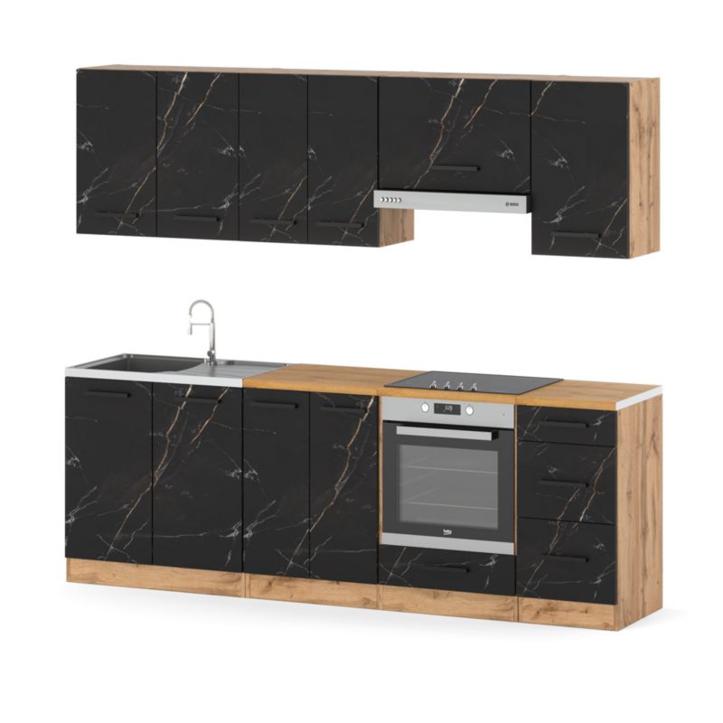 Zestaw Kuchenny Hurtownia-Mebli Z Blatem Kuchnia Mokka Plus 240cm Dąb Wotan San Sebastian 240x47x145 cm 1szt.