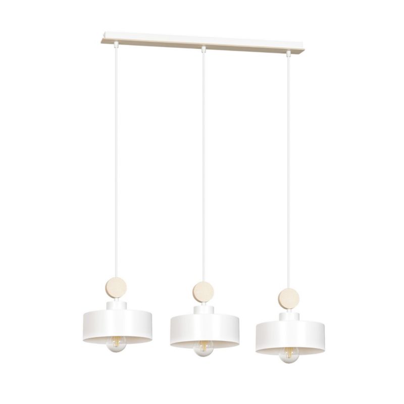 Lampa sufitowa Emibig Tuniso biała jasne drewno wym: 100 x 76 x 20 cm 3xE27 x 15W 1 szt.