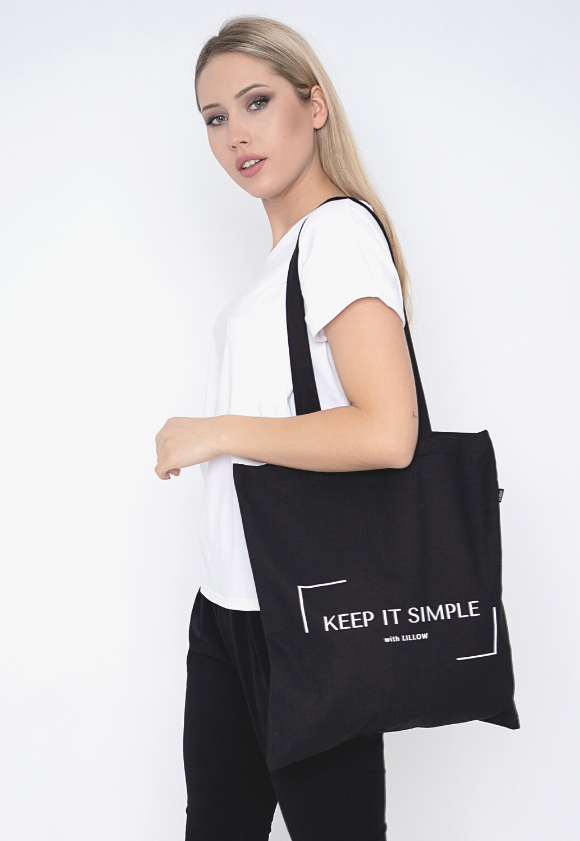 BAUMWOLLTASCHE - schwarz
