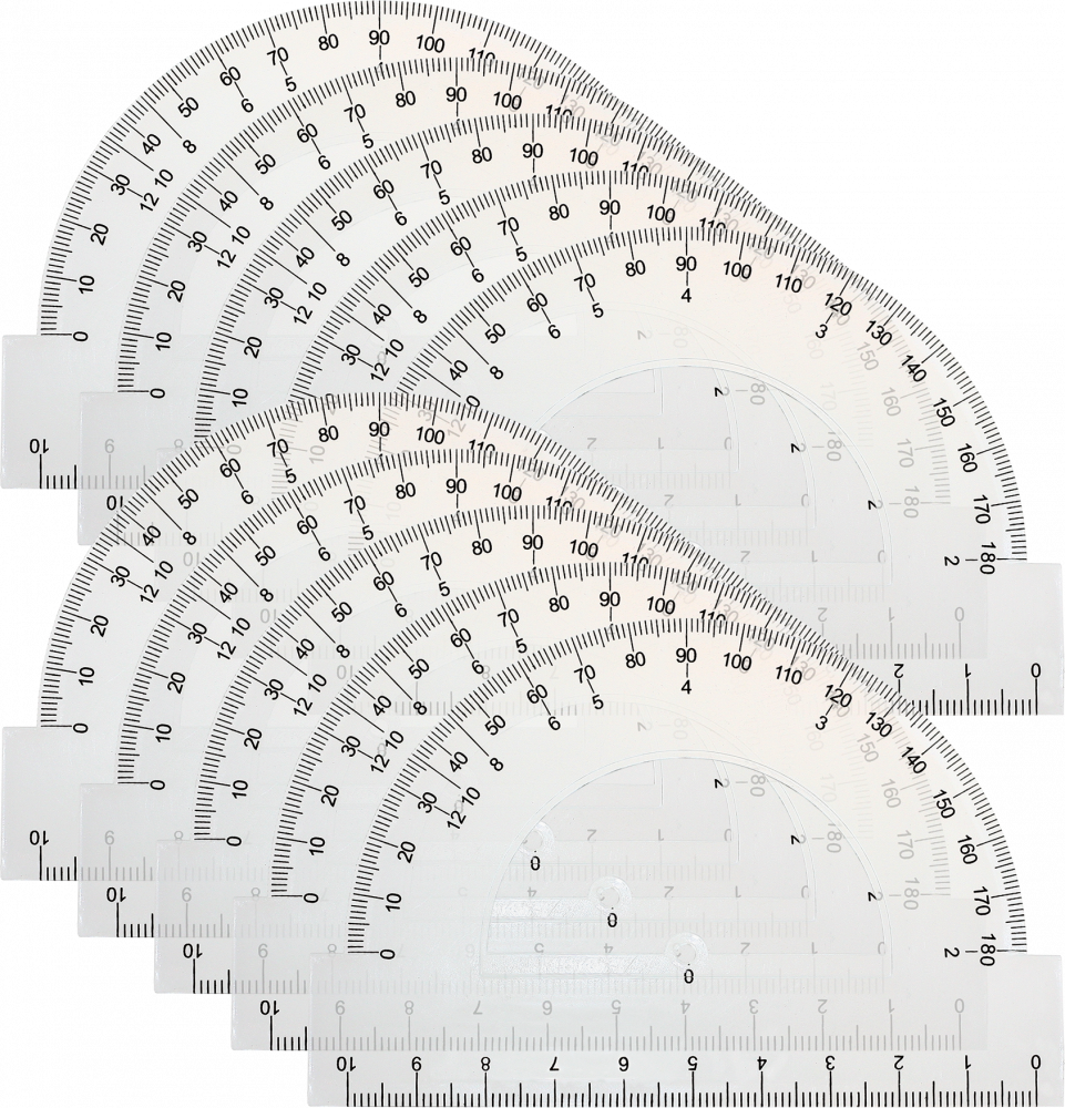 10x Kątomierz Grand GR-840, 10cm, transparentny