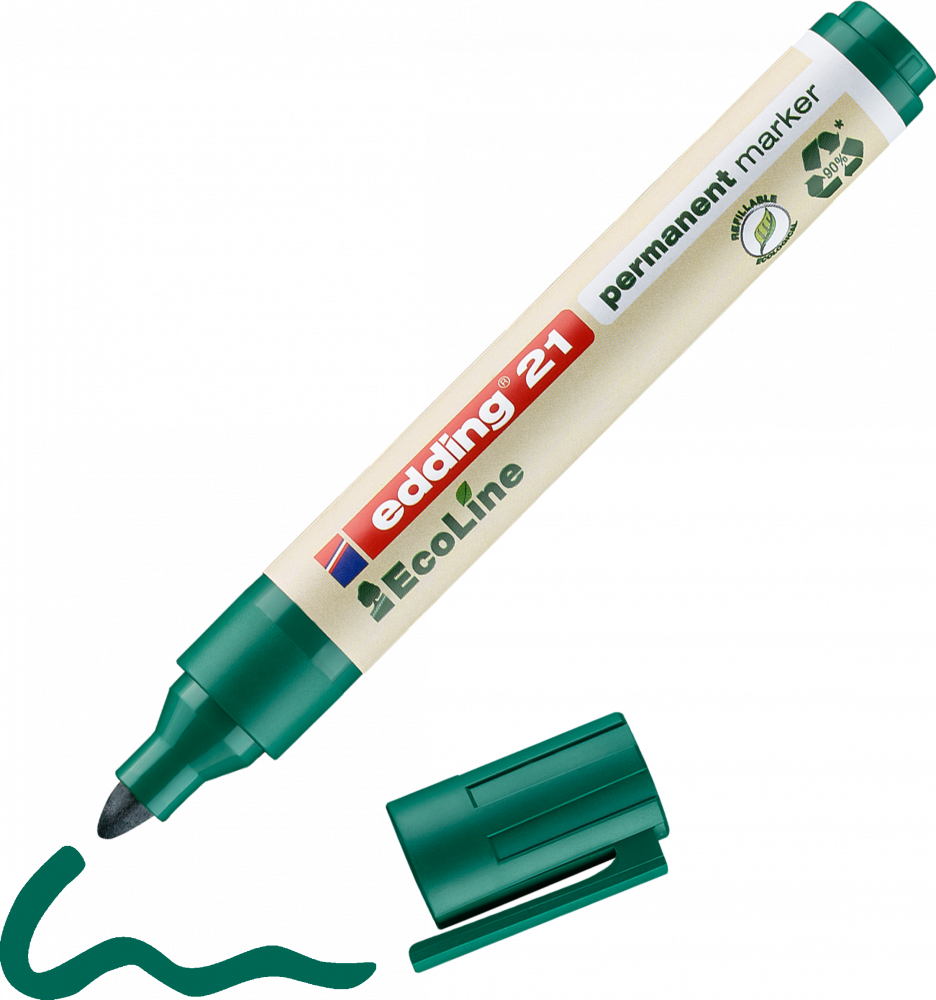 Marker permanentny edding 21 EcoLine, okrągła, 1.5-3mm, zielony