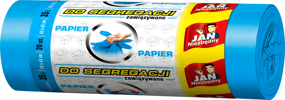 Worki na śmieci Jan Niezbędny, na papier, 35l, 20 sztuk, niebieski