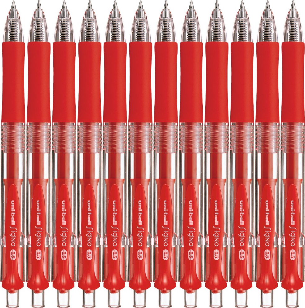 12x Długopis żelowy automatyczny Uni, UMN-152 Signo, 0.5 mm czerwony