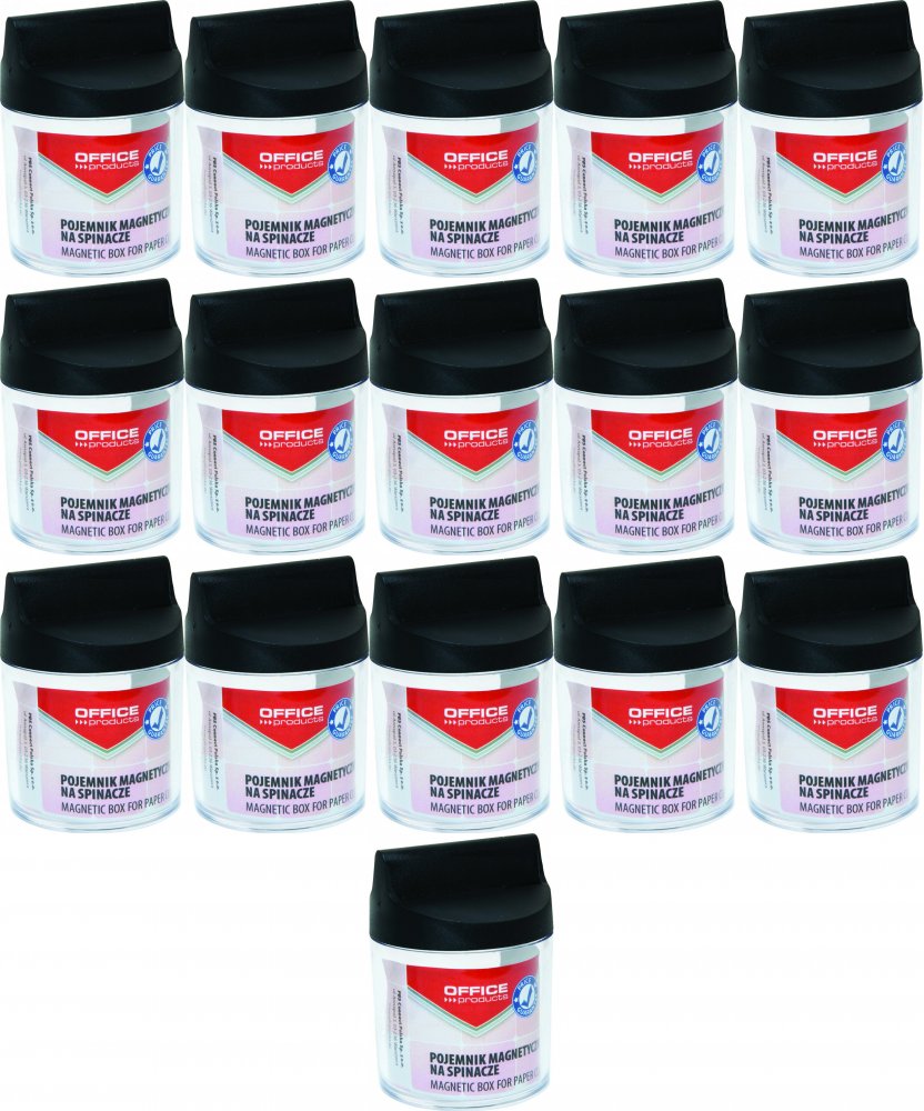 16x Pojemnik magnetyczny na spinacze Office Products, okrągły, bez spinaczy, transparentny