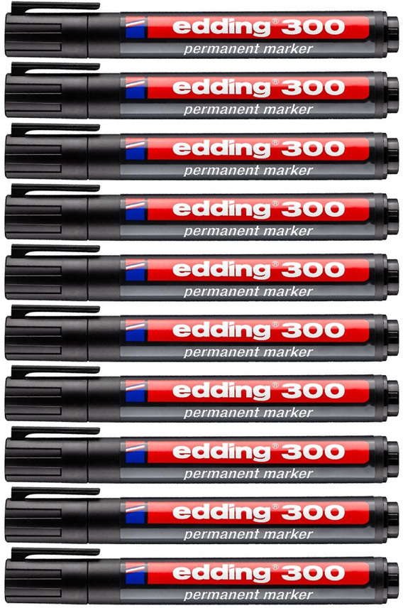 10x marker permanentny edding 300, okrągła, 1.5-3mm, czarny