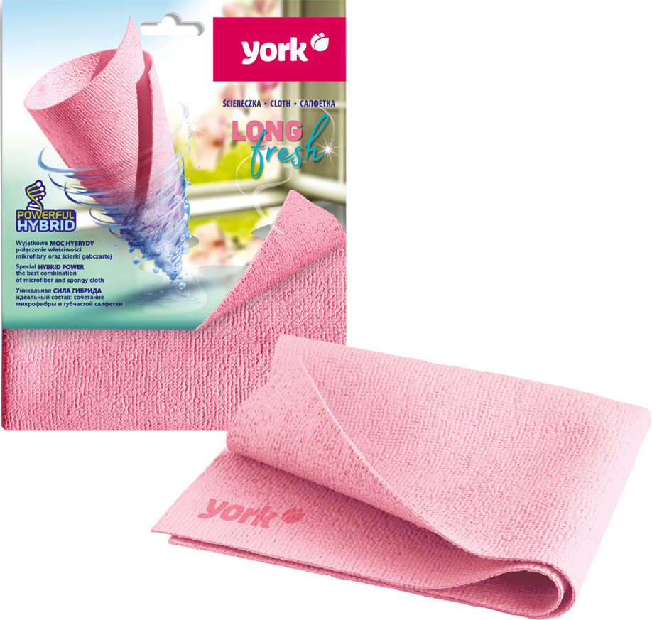 Ściereczka z mikrofibry York Long Fresh, 30x35cm, 1 sztuka, różowy