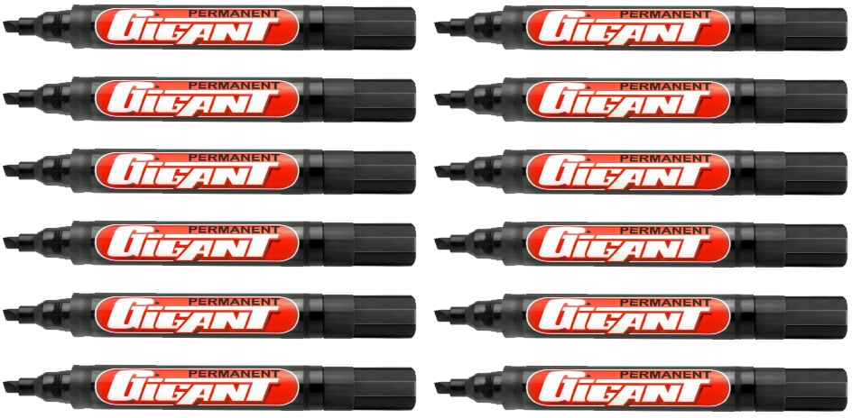12x Marker permanentny Kamet, Gigant, ścięta, 5.5mm czarny