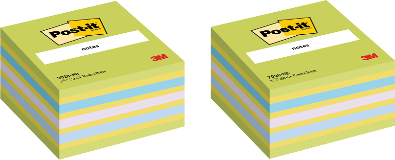 2x Karteczki samoprzylepne Post-it, 76x76mm, 450 karteczek, niebiesko-zielony